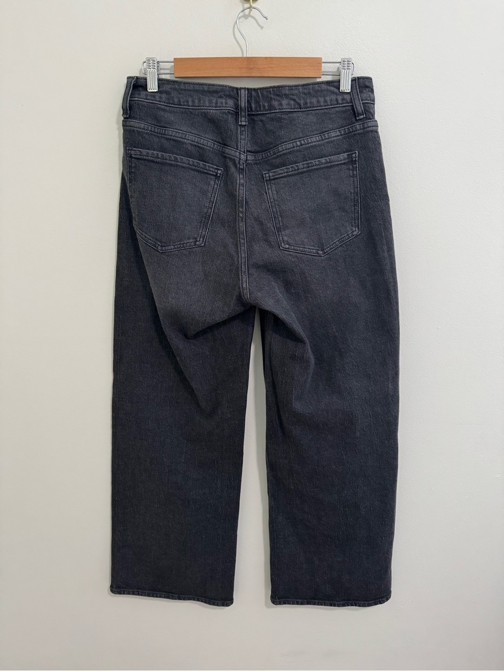 Quince Bella W29/28"L Charcoal Black Straight Relaxed Fit Wide-Leg Jeans. HRise - Picture 5 of 6